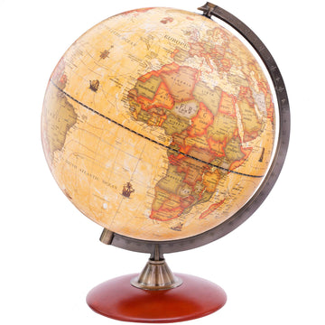 Exerz 12' Antique Globe With A Wood Base - Rotating World Globe Vintage Decorative 12 Inch (30Cm) Diametre