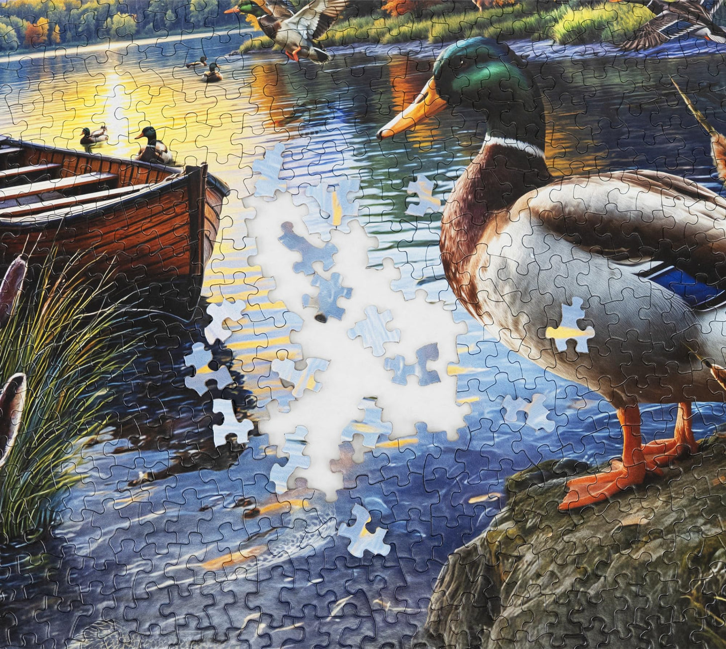 Springbok 1000 Piece Jigsaw Puzzle - Mallard Morning Glow - Unique Cut Cardboard - 24x30 inches - Model 33-11314