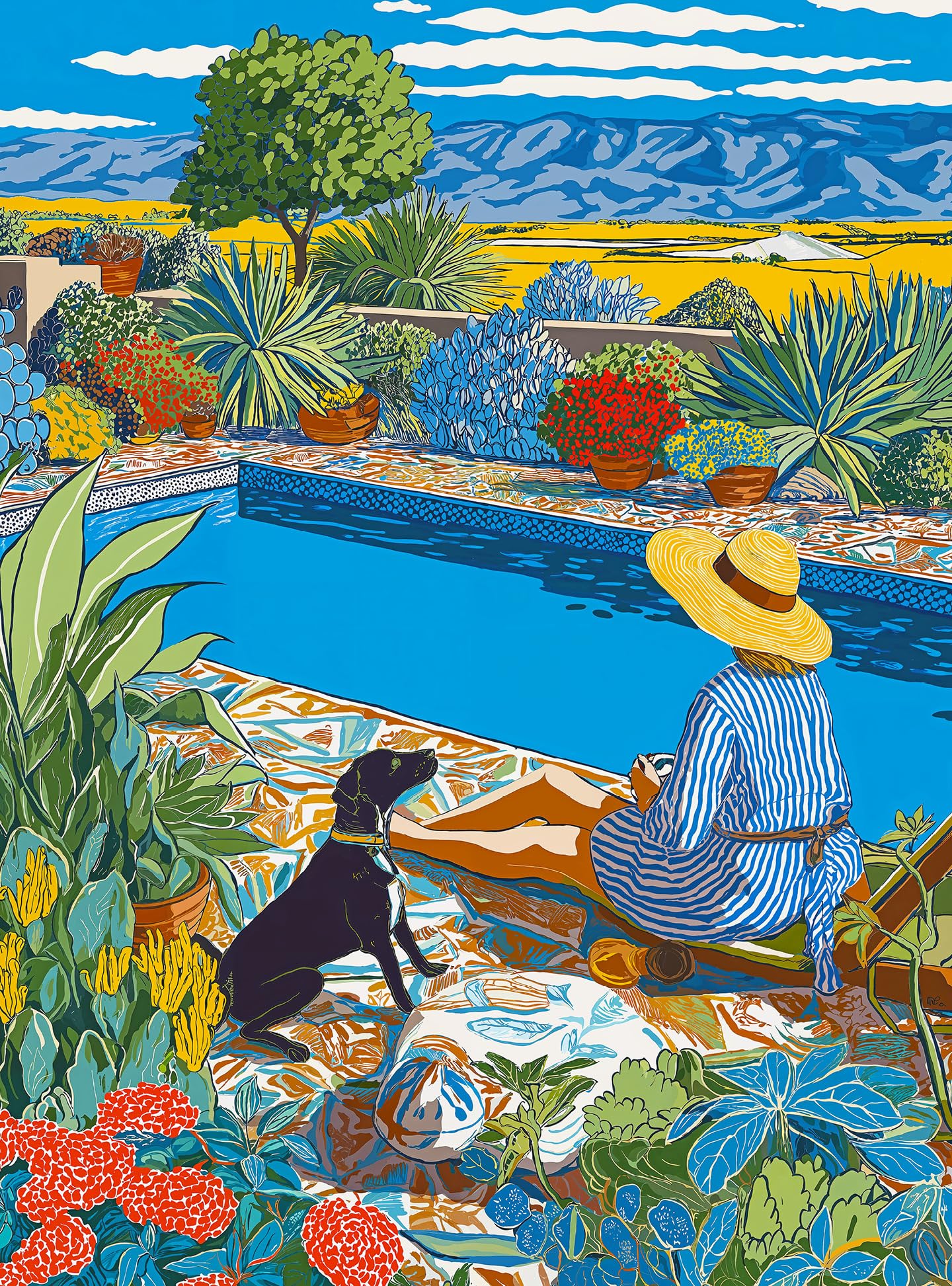 Cross & Glory - Desert Poolside Oasis - 1000 Piece Jigsaw Puzzle for Adults | Vibrant Desert Landscape and Pool Scene for Nature