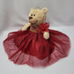KINNEX COLLECTIONS SINCE 1997 20" Quinceanera Doll Teddy Bear, Burgundy - Gold Trim, Model B16632-7G, Polyester Centerpiece