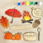 Cliths 9 Pcs Wooden Autumn Painting Kit For Kids & Toddlers EcoFriendly Fall Craft Activity With 8 Shapes (Leaf, Pumpkin, Campf