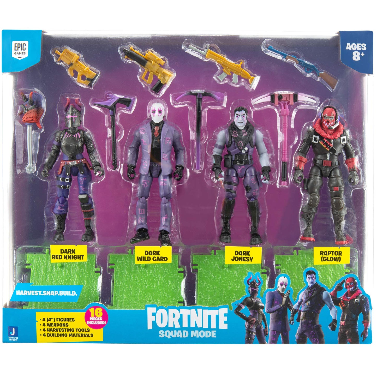Fortnite Squad Mode 4-Figure Pack, Series 5 - 10cm, Plastic, Red/Rose, Model FNT0777