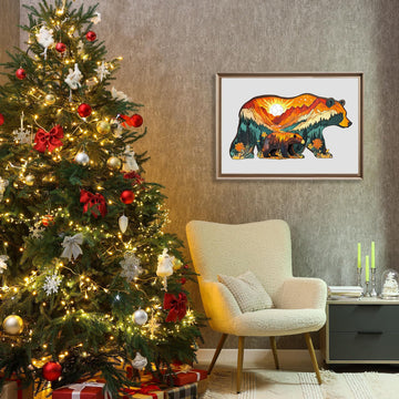 Wooden Puzzles for mature-themeds - Forest Bears Wooden Jigsaw Puzzle - Unique Animal Shaped Wood Puzzles mature-themed - Christmas Birthday Gifts for mature-themeds/Friends/Family - 205pcs 15.4 * 8.2in