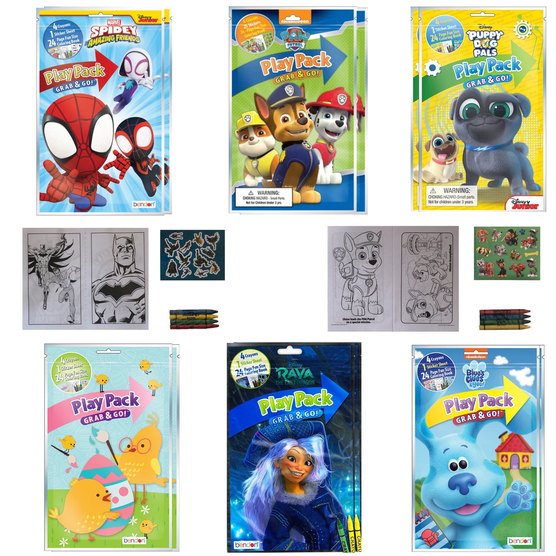 (12 PACK) Grab & Go Play Packs Kids Coloring Books With Crayons Party Favor Bulk for Boys Girls Princess Superhero Cartoon Chara