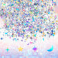 60 G/ 2.1 oz Holographic Star and Moon Glitter Confetti Sequin Galaxy Iridescent Table Metallic Glitter Foil Confetti Sequin Sta