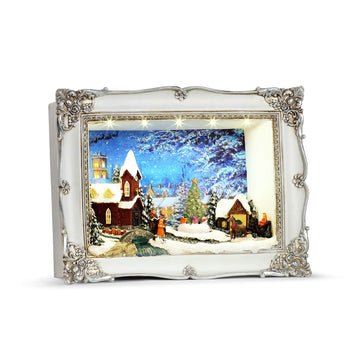 Mr. Christmas Animated Shadow Box Scenes - Church Christmas Décor, White