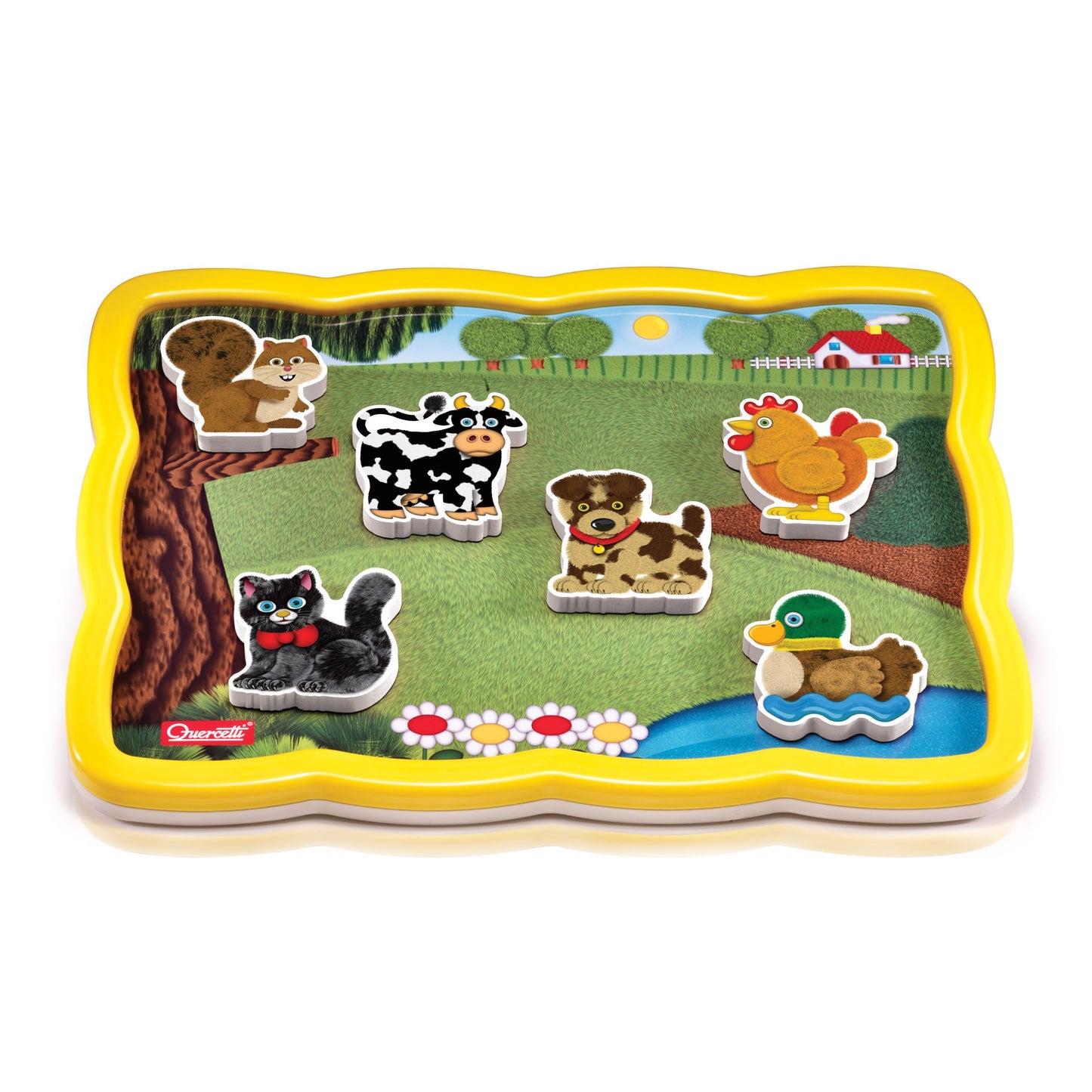 Quercetti Smart Puzzle Farm - Two-Sided Magnetic Puzzle, 12 Pieces, Multicolor, 13 Farm Animal Shapes, Model 002308