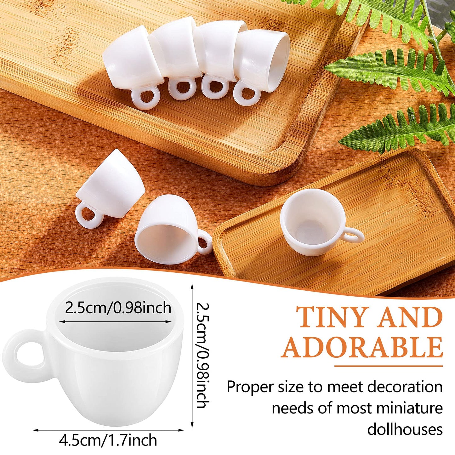 Patelai 30 Pieces Mini Coffee Cups Tea Cup White Plastic Coffee Cups Dollhouse Miniature Food Kitchen Room Decoration Accessories Gifts For Christmas Pretend Afternoon Tea Cake Decoration Landscape