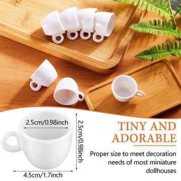 Patelai 30 Pieces Mini Coffee Cups Tea Cup White Plastic Coffee Cups Dollhouse Miniature Food Kitchen Room Decoration Accessories Gifts For Christmas Pretend Afternoon Tea Cake Decoration Landscape