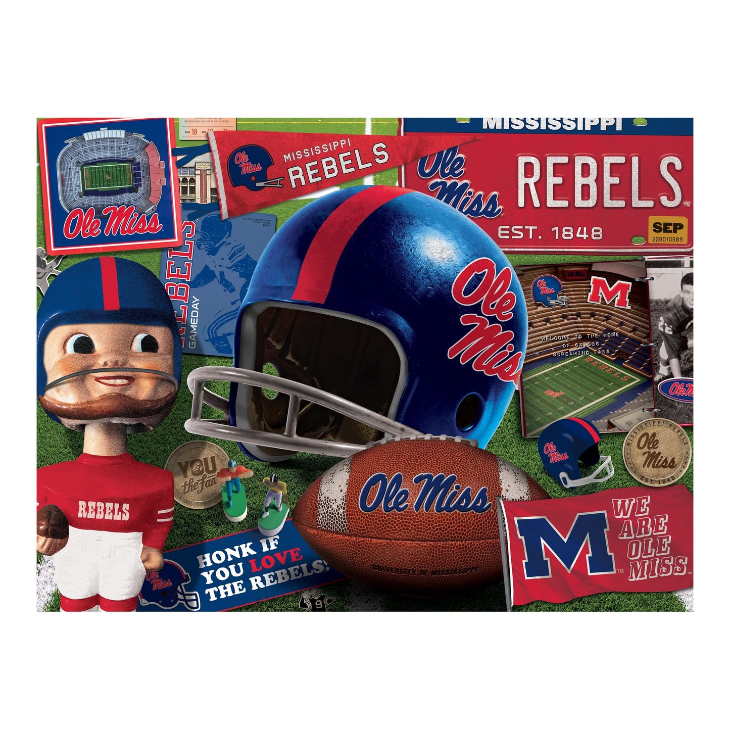 Youthefan Ncaa Mississippi Ole Miss Rebels Retro Series Puzzle - 500 Pieces, Team Colors, Large
