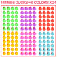 144-Pack Mini Rubber Ducks Set, Mini Colorful Rubber Duckies Bath Toy For Child,Float & Squeak Tiny Ducks Pool Toy Set For Kids Party Favors,Birthday Party Supplies,Prize Rewards