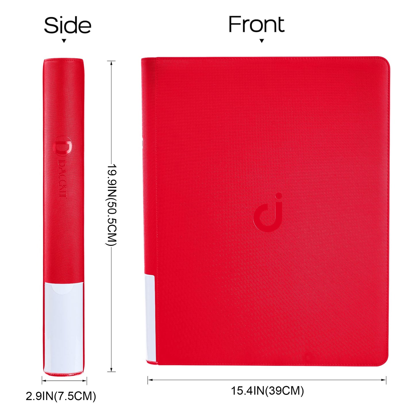 D DACCKIT Toploader Binder  Holds 640 Toploaders - 16-Pocket Top Loader Binder for 3 x 4 Rigid Card Holders for Trading Cards or Sports Cards(Model A Classic Red)