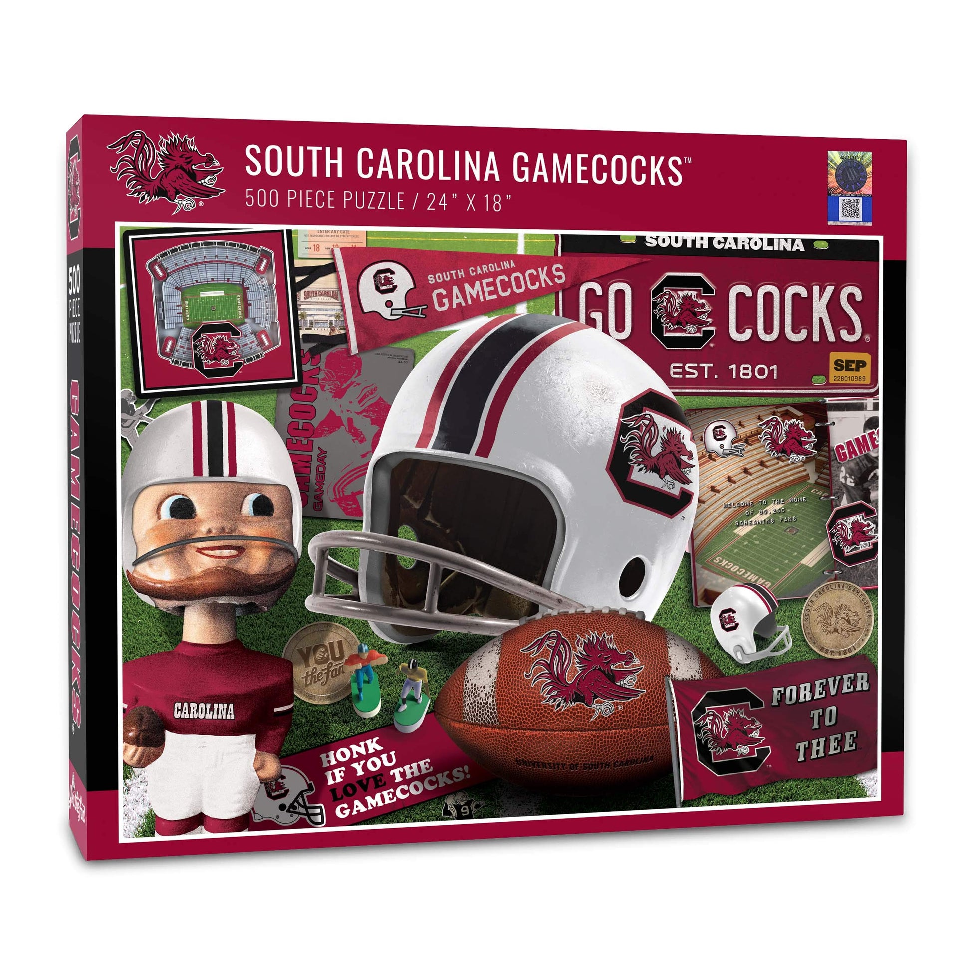 YouTheFan NCAA S Carolina Gamecocks Retro Series Puzzle - 500 Pieces, Team Colors, Large