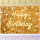 Gold Flash Square Wall Backdrop for Photography Golden Happy Birthday Glitter Sequin Shimmer Background Sweet 16 Girls Woman 20t