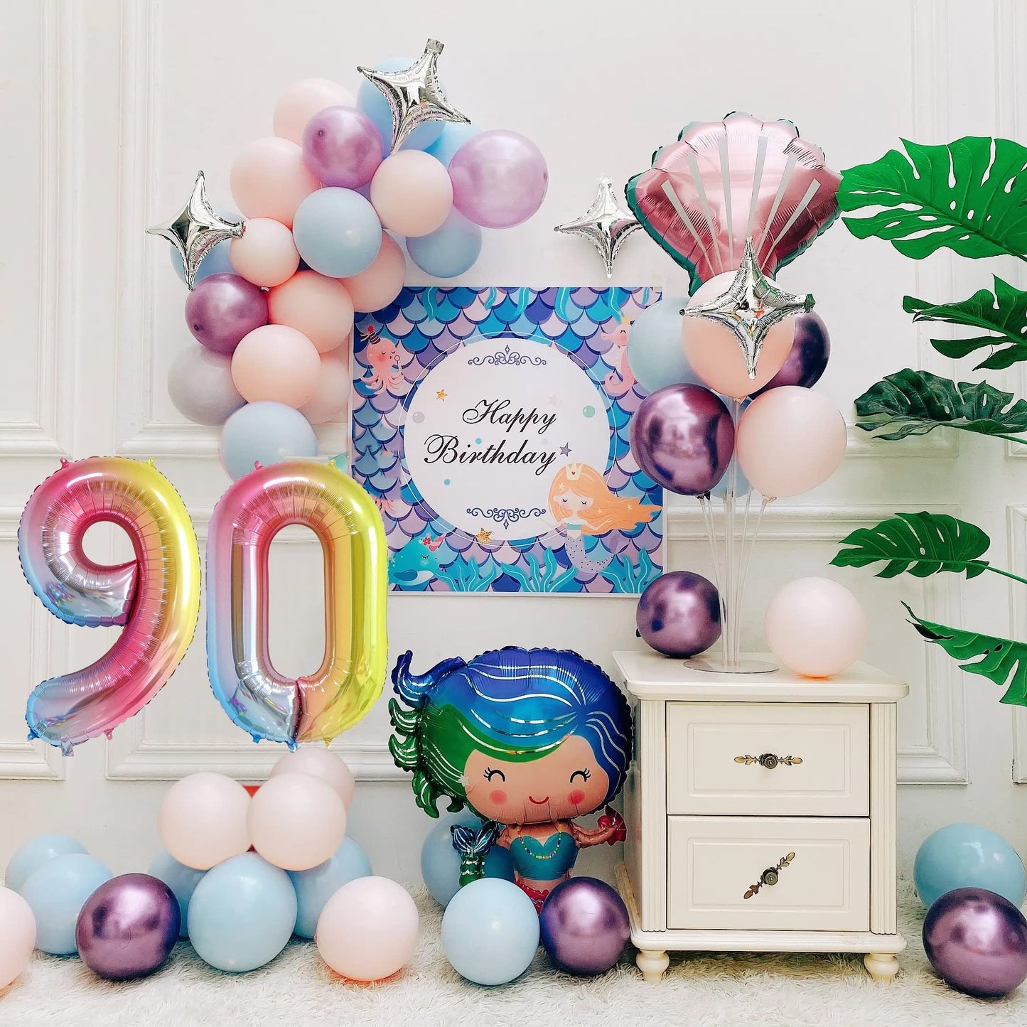 Smlpuame 40 Inch Number Balloons 0-9 Rainbow Gradient Large Number 90 Balloons, Digital Balloons For Birthday Party Celebration