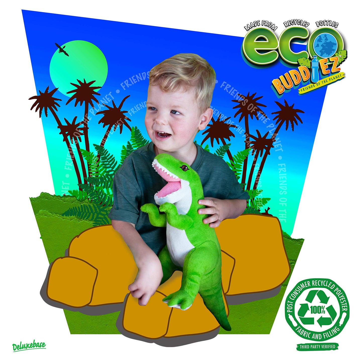 Ecobuddiez - Triceratops From Deluxebase. 12 Inch Triceratops Plush Toy. Eco Friendly Child Safe Dinosaur Stuffed Animal Made From Recycled Plastic Bottles.