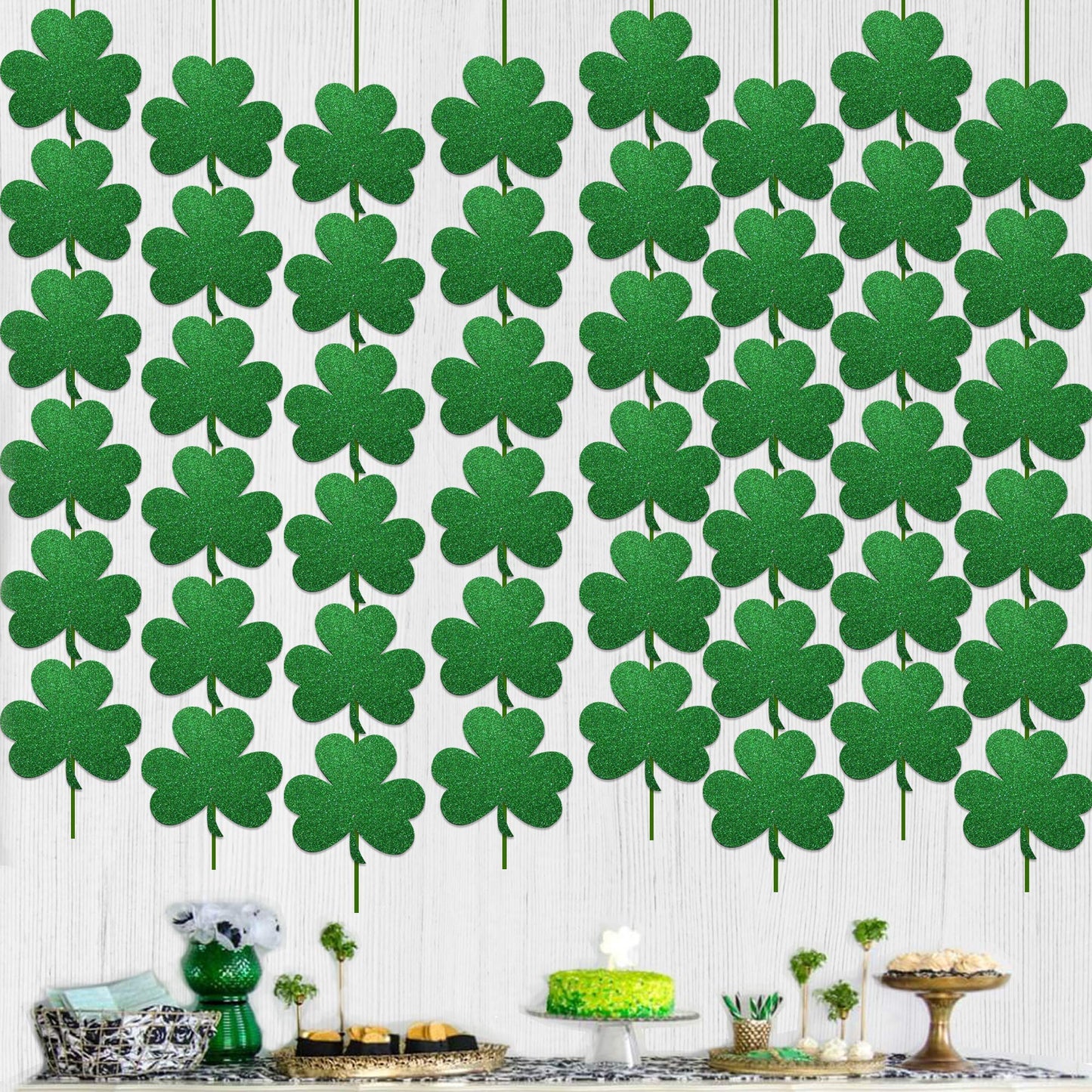 GOER St. Patricks Day Shamrock Decorations,12 Pcs Hanging Swirls for St. Patricks Day Party Supplies