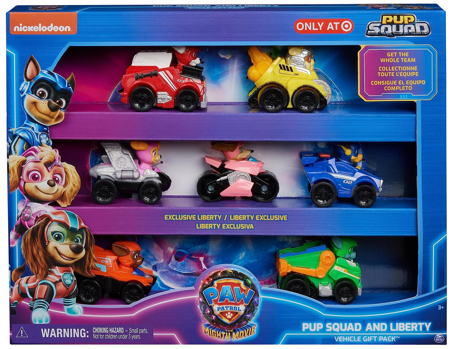 Paw Patrol Super Patrol Movie Set - 7 Racers PUP Squad Toy - Multicolored Plastic Figures for Children 3 Years and Up