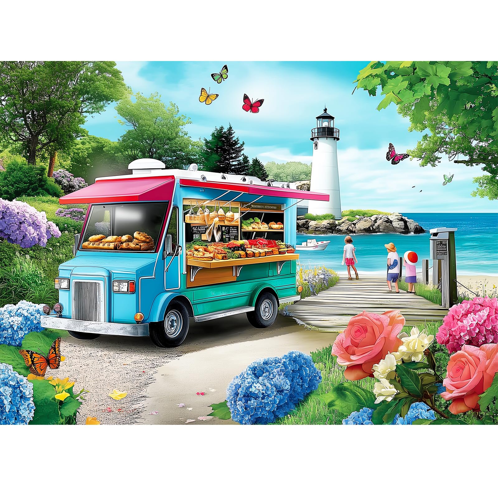 300 Piece Puzzles for mature-themeds Beach Puzzle Jigsaw Puzzles for Kids Ages 8-10 10-12 Puzzle 300 Pieces mature-themed Puzzle Pieces Family Challenging Puzzle Game Home Decor Gift Toy 20.5x15IN
