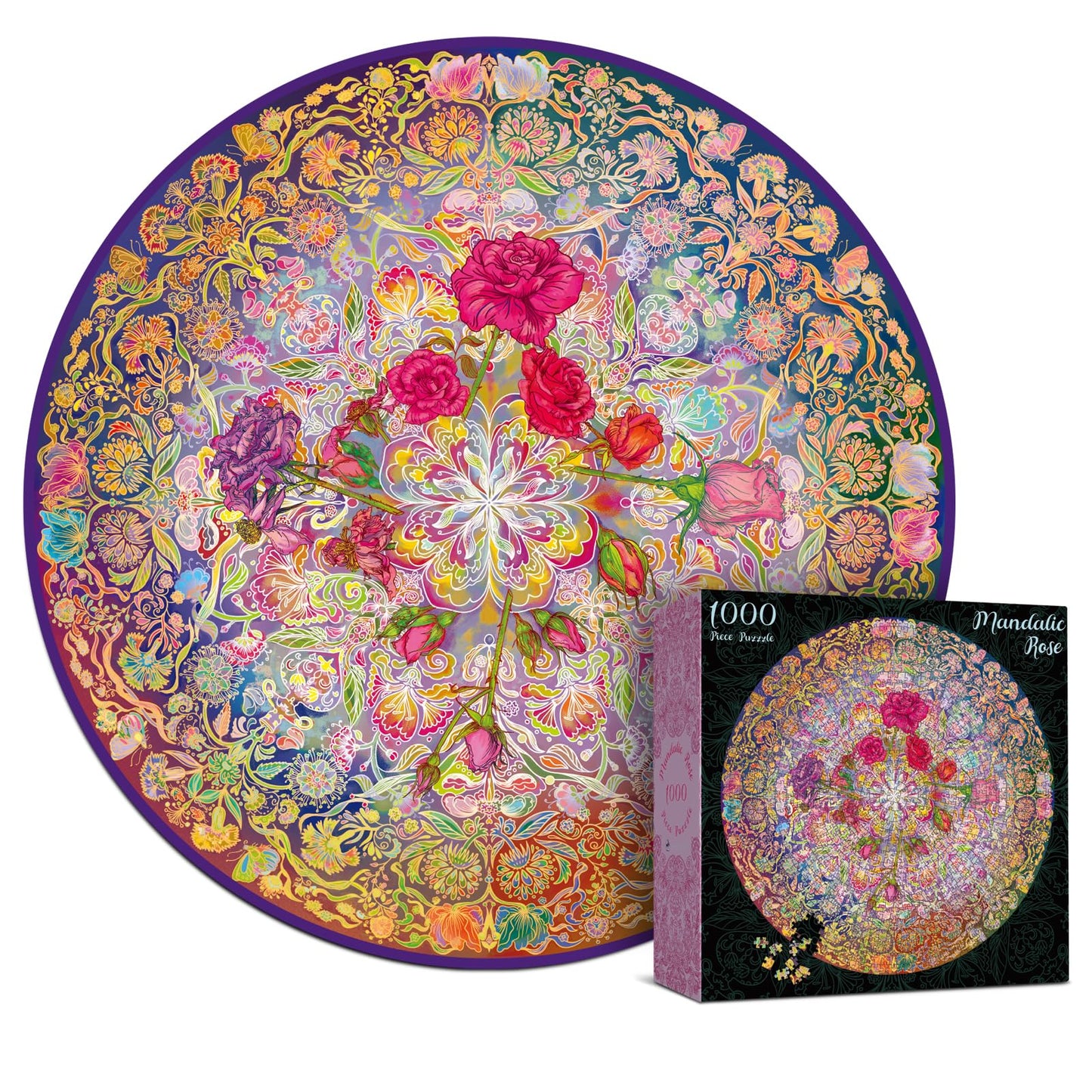 Antelope 2 In 1 1000 Piece Puzzle Bundle - Hue Wormhole - 1000 Piece Jigsaw Puzzle Bundle With Mandalic Rose - 1000 Piece Jigsaw Puzzle