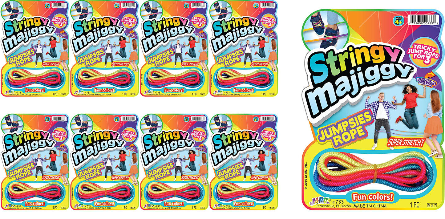 2Chill Chinese Jump Rope (8 Packs) Elastic Skipping Rope Game For Kids & Adults | Colorful Stretchy Jump Rope For Kids, Girls An
