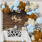 Balonar 135Pcs Cow Boy Blue Balloons Arch Garland Kit With 18/10/5Inch Sand White Coffee Cow Print Farm Animal Gold Balloons For Boy Birthday Party Baby Shower Birthday Supplies (Blue)