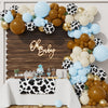 Balonar 135Pcs Cow Boy Blue Balloons Arch Garland Kit With 18/10/5Inch Sand White Coffee Cow Print Farm Animal Gold Balloons For Boy Birthday Party Baby Shower Birthday Supplies (Blue)