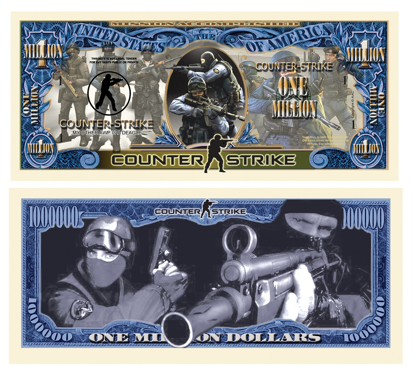 American Art Classics Limited Edition Counter Strike Collectible Million Dollar Bill In Currency Holder