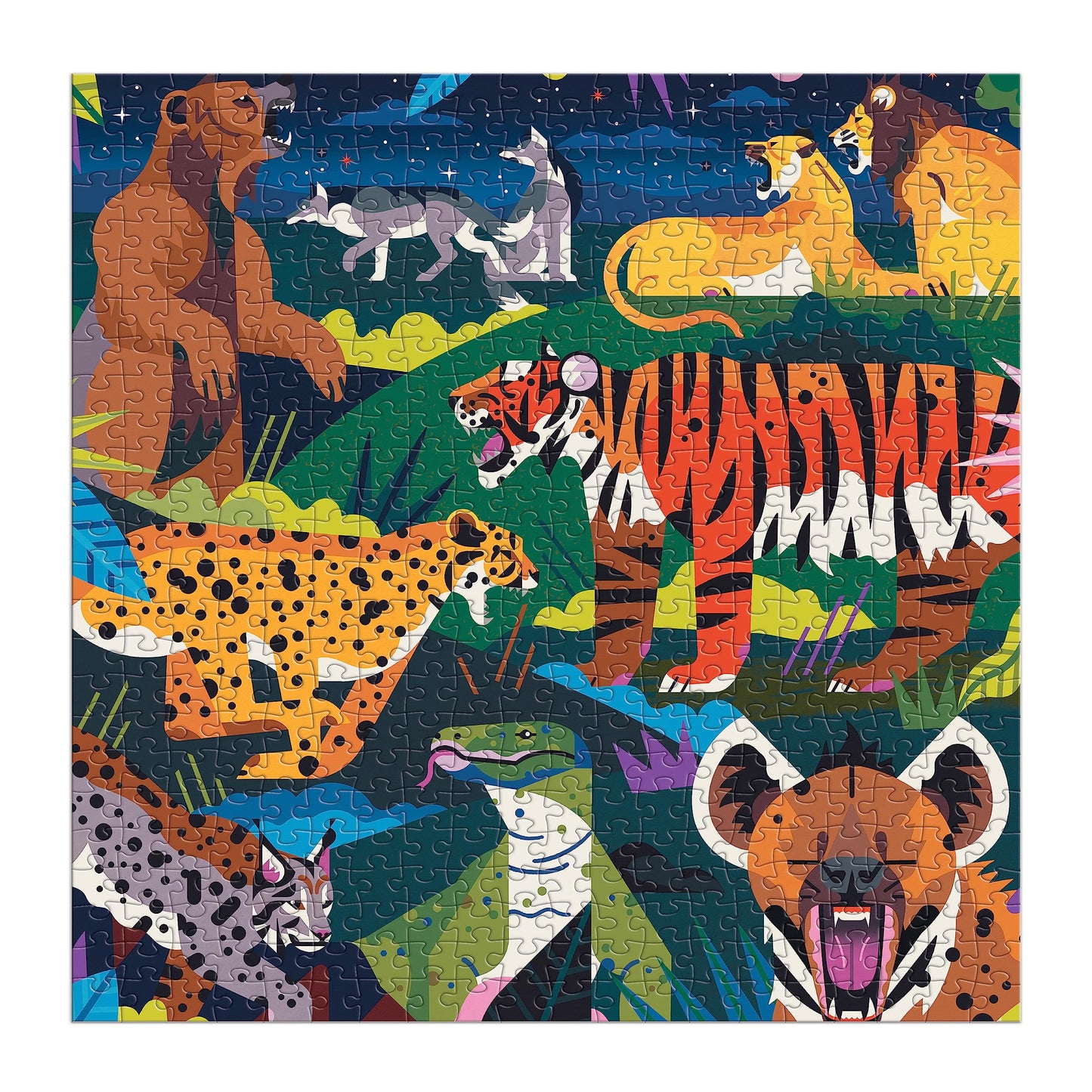 Mudpuppy Predators Illuminated 500 Piece Glow In The Dark Jigsaw Puzzle For Kids And Families, Family Puzzle With Glow In The Da