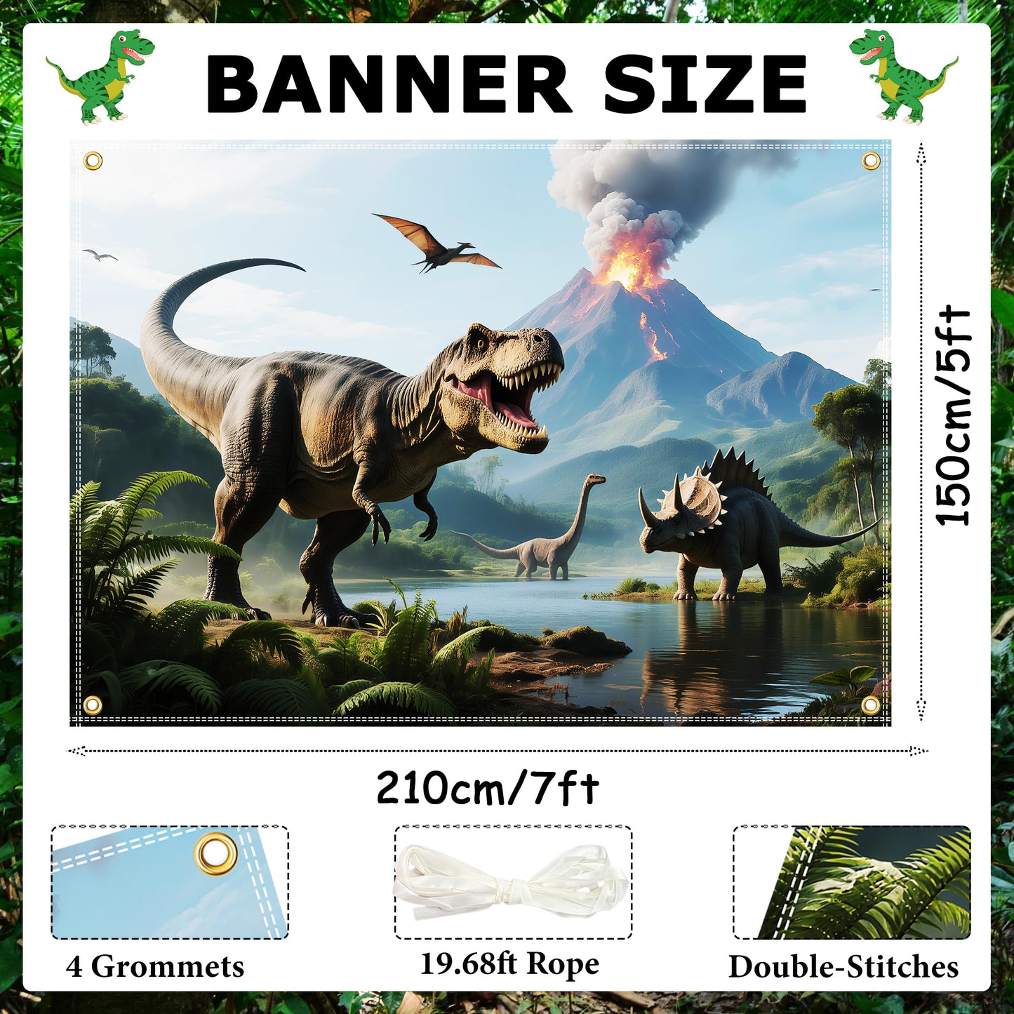 7x5ft Dinosaur Backdrop Dinosaur Park Theme Backdrop Tropical Jungle Decor Dino Birthday Party Decorations Prehistoric Party Sup