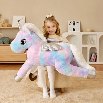 Earthsound Giant Unicorn Stuffed Animal Plush Toy,Large Winged Unicorn Jumbo 43'' Big Size Soft Toys,Cute Huge Plushy Fluffy Fat