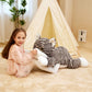 Ikasa Giant Striped Cat Stuffed Animal Plush Toy,Large Kitten Big Jumbo Soft Toys,30' Huge Size Cute Plushy Fluffy Fat Plushie,Gifts For Kid
