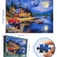 Lake House Night Landscape Jigsaw Puzzles For Adults 1000 Piece Village Puzzle For Adults With Letters On Back Challenging Famil