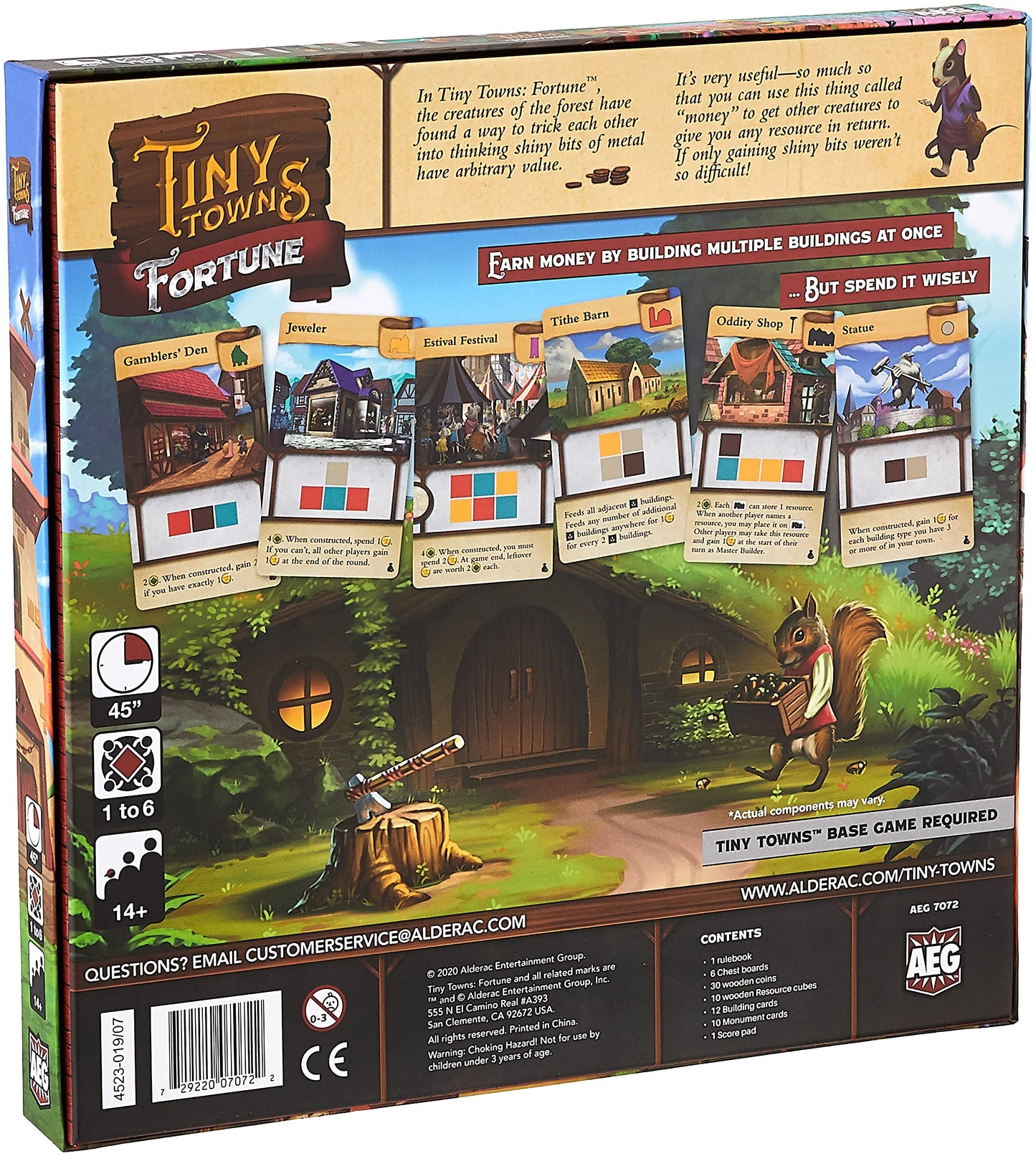 Aeg Tiny Towns: Fortune Expansion | Adds New Buildings, Introduces Money | Clever Use Of Limited Resources Determines Success | 1-6 Players | Ages 14+