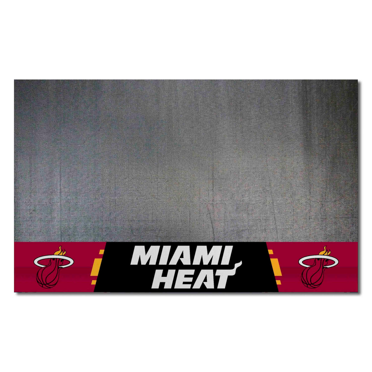FANMATS 14210 Miami Heat Vinyl Grill Mat - 26in. x 42in. - Deck Patio Protective Mat | Oil, flame, and UV resistant