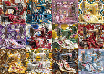 Vintage Sewing Machine Puzzles for Adults 1000 Pieces Colorful Stitch Knitting Quilt Beautiful Art Jigsaw Puzzle Retro Impossibl