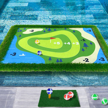 Cupohus Floating Golf Green for Pool  Golf Chipping Game Set- Chipping Mat  20 Colored Balls  and Scorecard  mature-themed Fun Pool Golf Games Gift  Support Competition for 4 Golfers(35x 24  Simple Model)