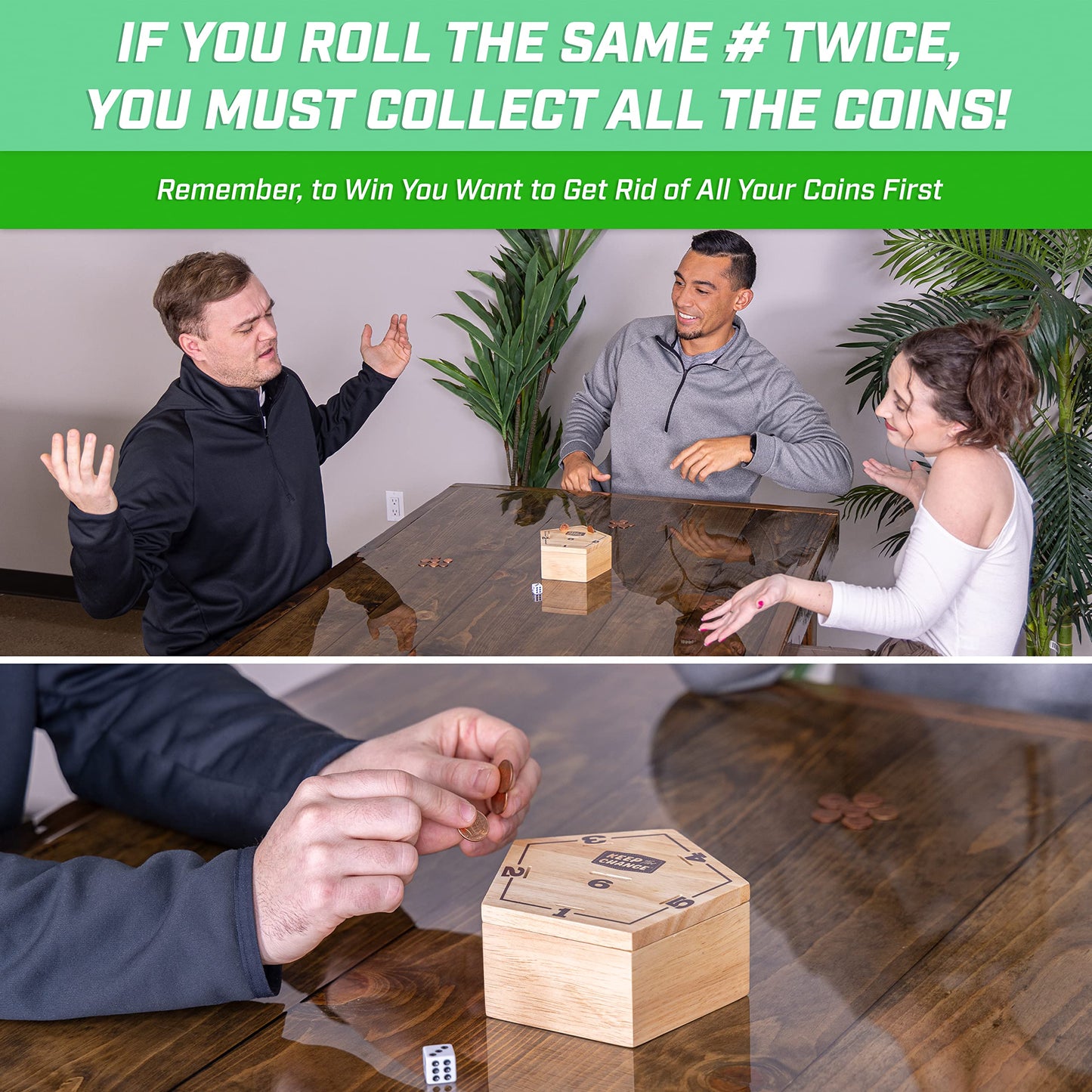 Gosports Keep The Change - Tabletop Coin Drop Dice Game For Kids & Adults, Includes 2 Dice And Game Rules