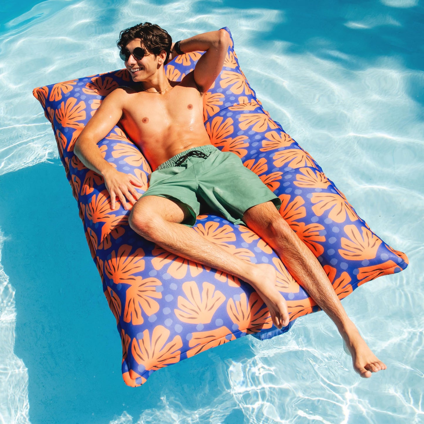 Big Joe Lagoon Lounger Pool Float, Sweet Shells Berry, Doubled-Sided Mesh, Quick Draining Fabric, No Inflation Needed