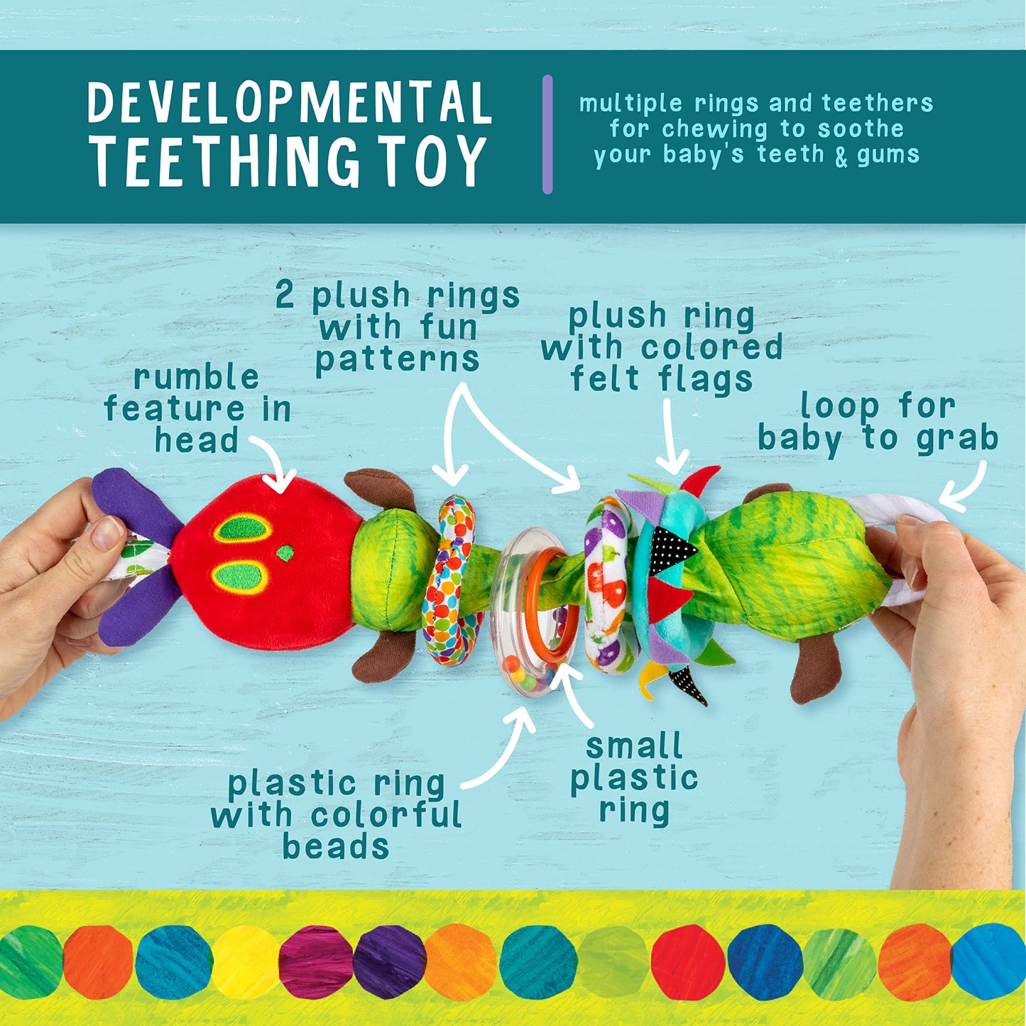 KIDS PREFERRED The Very Hungry Caterpillar Jiggle Toy, 1 Count, Multi-Color, Polyester, Model 55149