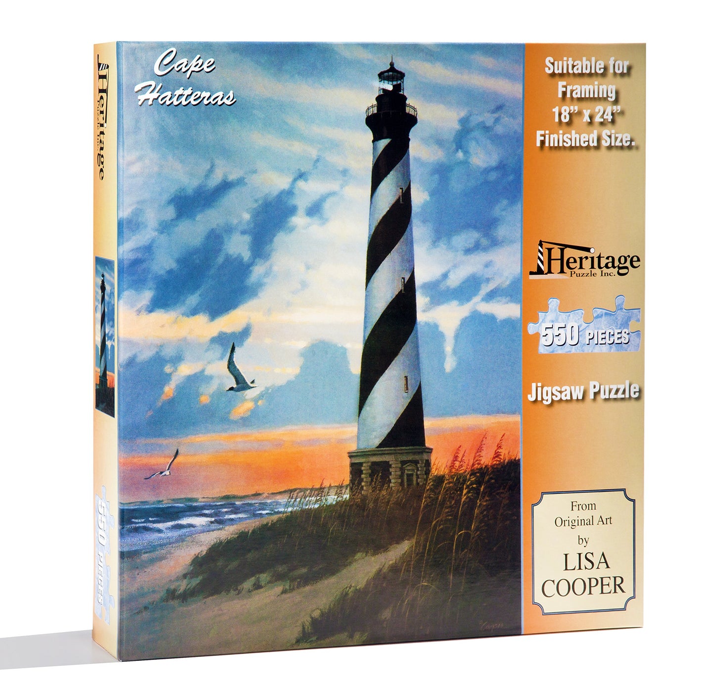Heritage Puzzle 550 Piece Cape Hatteras Lighthouse Jigsaw Puzzle - Orange, Model 10501