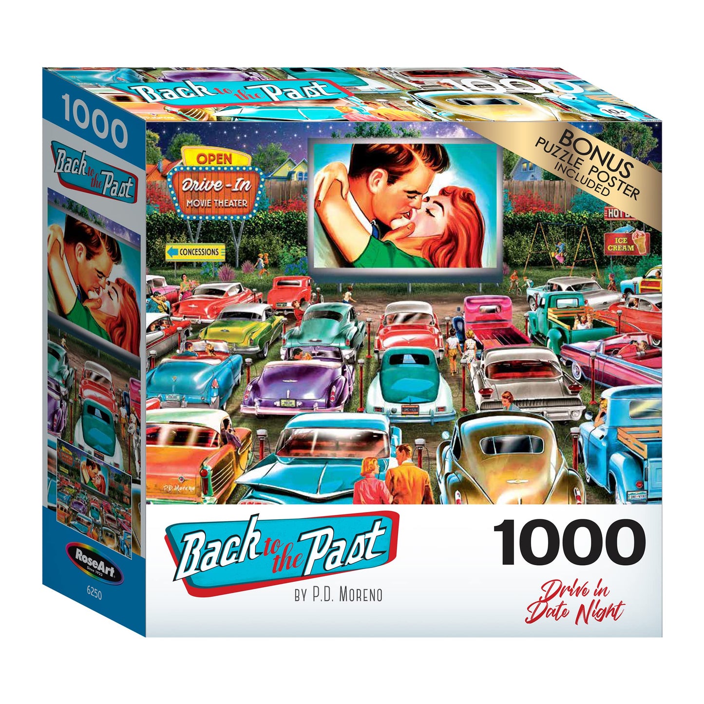 Roseart - Back To The Past - Drive In Date Night - 1000 Piece Jigsaw Puzzle For Adults