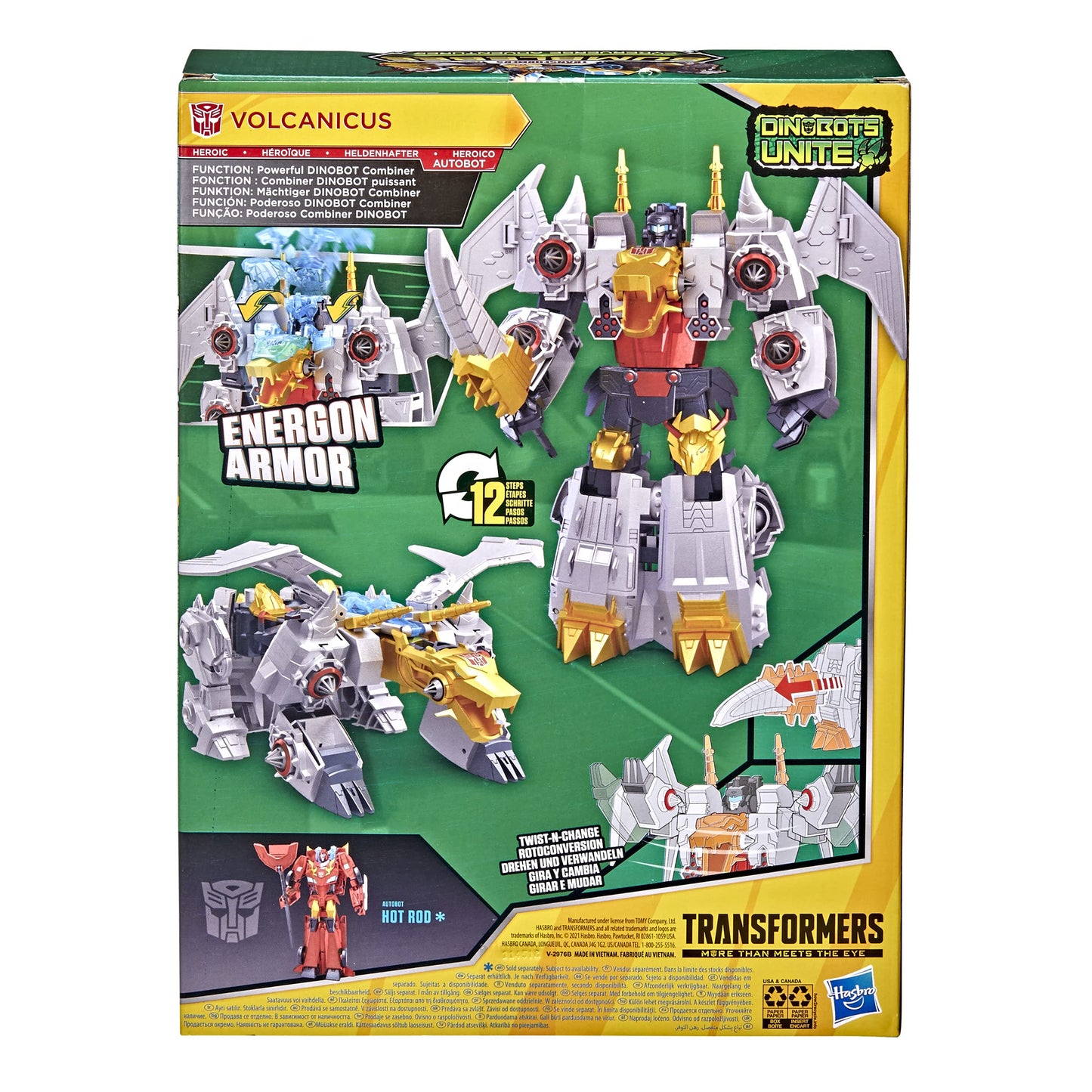 Transformers Bumblebee Dinobots Unite Volcanicus Figure, 9-inch, Plastic, Multi-color, Model F2748, Ages 6 and Up