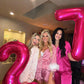Hot Pink Number 7 Balloon 40 Inch, 7 Balloon Number, 7Th Birthday Decorations, Hot Pink Party Supplies For Boys Girls