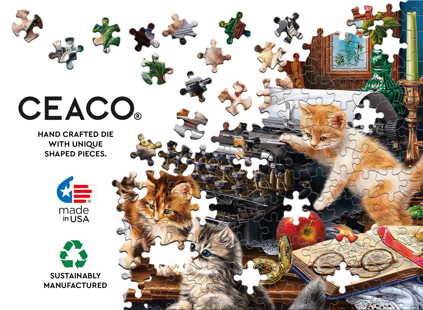 Ceaco - Paws Gone Wild - The Writer'S Cats - 550 Piece Jigsaw Puzzle