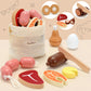 Pairpear Wooden Toys Play Food Sets For Kids Kitchen, Kids Toy Food Cutting Meat Set For Toddlers 3+ Years Old, Pretend Food Pla