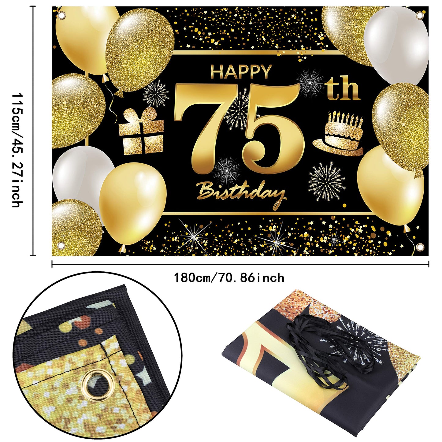 75Th Happy Birthday Banner Birthday Decorations For Men Birthday Party Decorations Birthday Backdrop