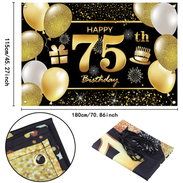 75Th Happy Birthday Banner Birthday Decorations For Men Birthday Party Decorations Birthday Backdrop