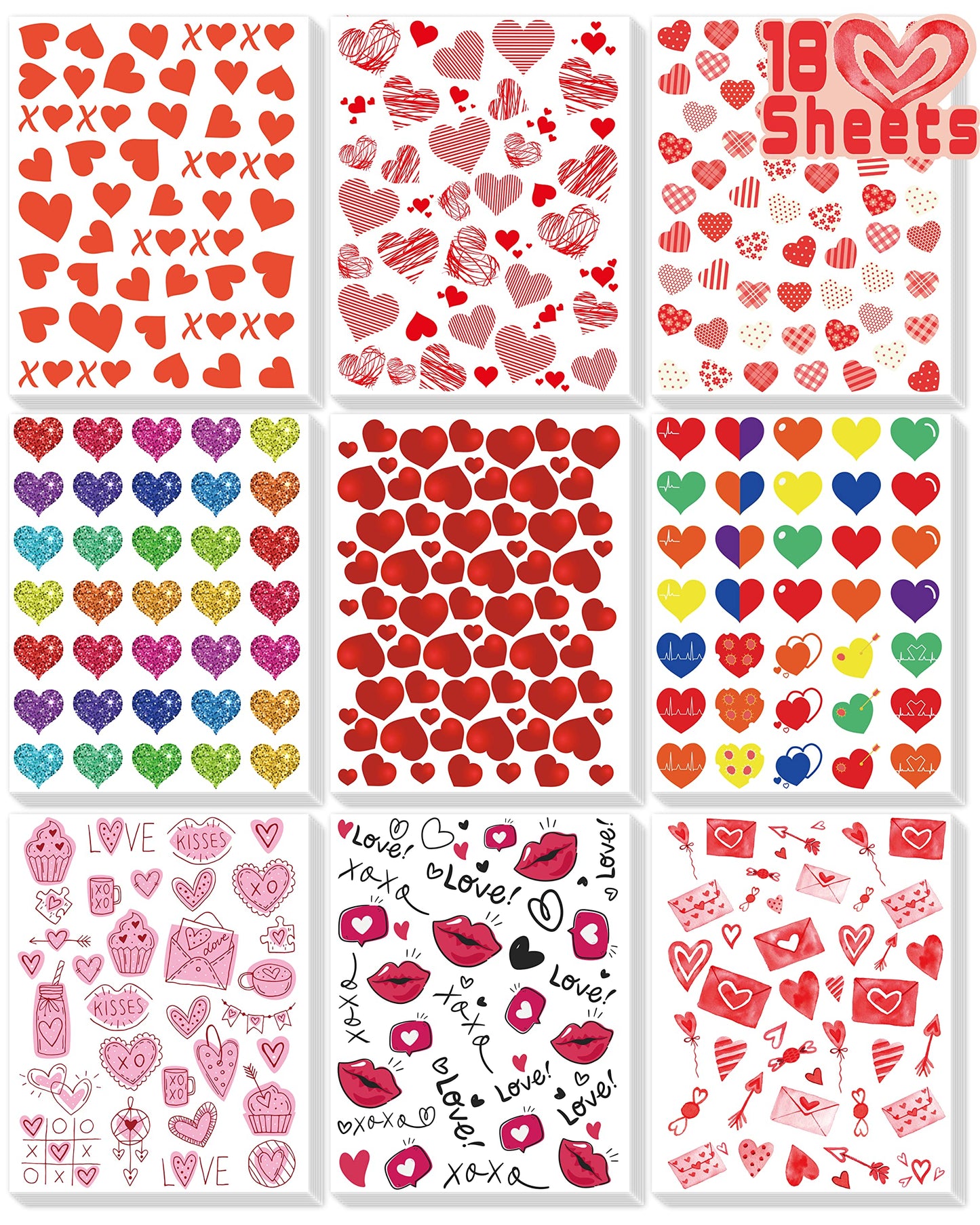 Linaye Valentines Stickers For Kids - 400Pcs Cute Valentines Stickers For Cards Envelopes Craft Scrapbooking Valentine Day Party