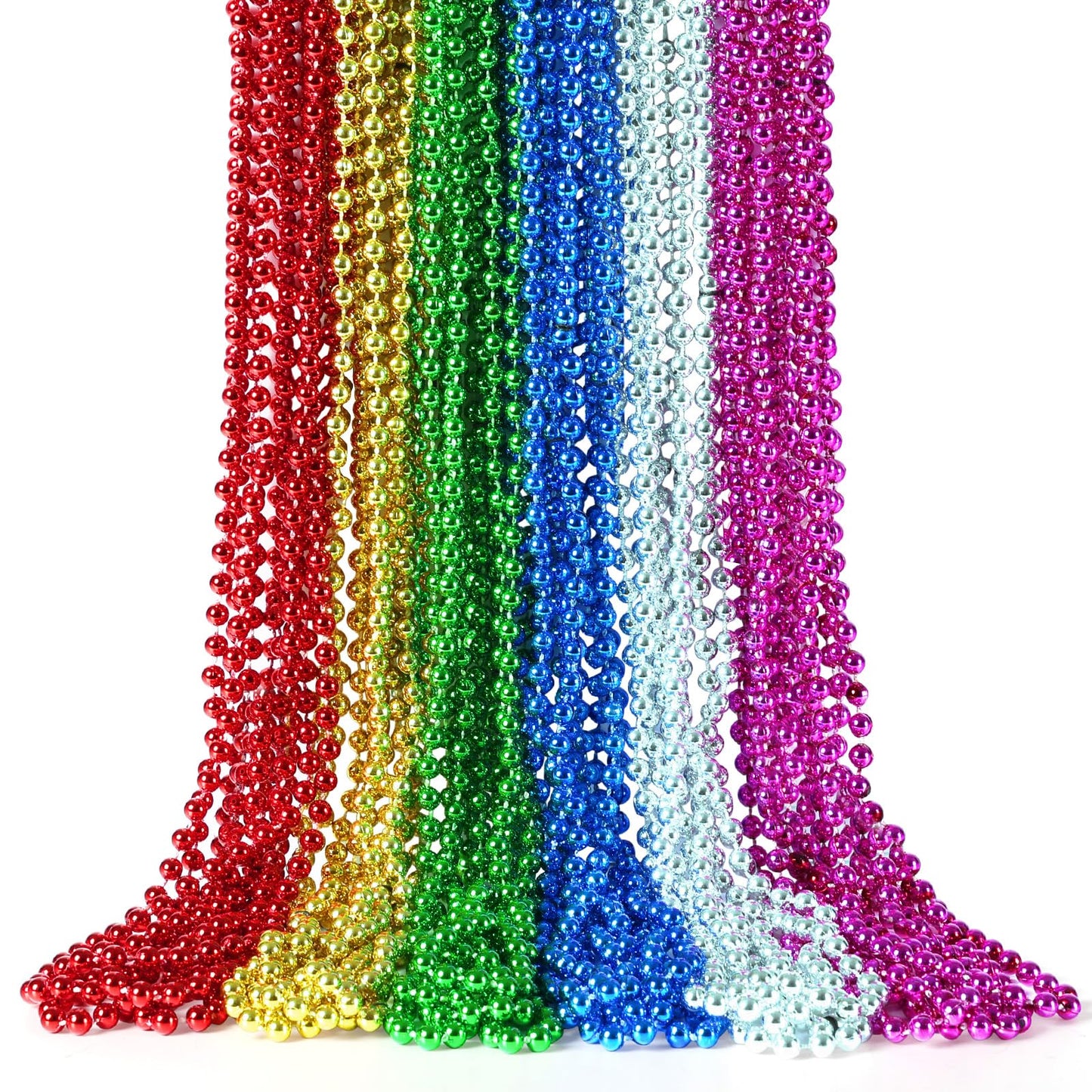 Biubumtu Mardi Gras Beads, 30Pcs Colorful Bead Necklace, 6 Kinds of 33'' Beaded Necklace Bulk Costume Stuff, Festival Parade Thr